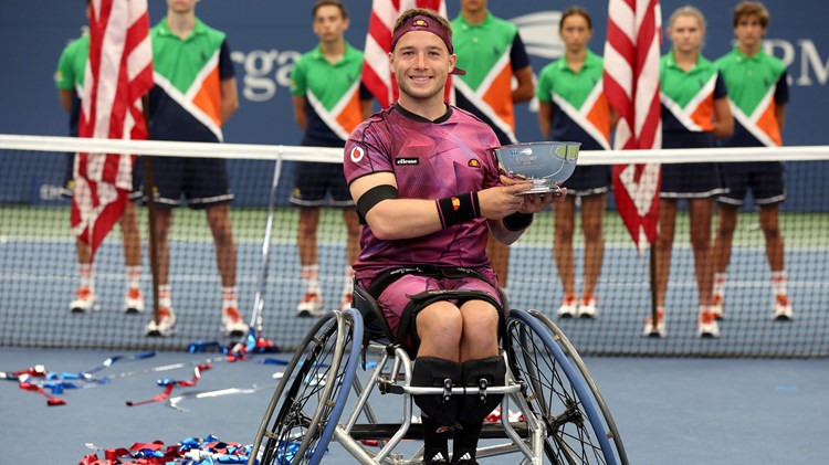 Alfie Hewett photographed during the trophy presentation of the Wheelchair men's singles final 2022