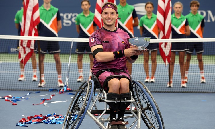 Alfie Hewett photographed during the trophy presentation of the Wheelchair men's singles final 2022