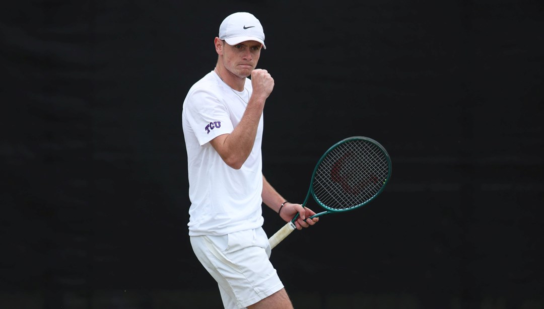 Jack Pinnington Jones fist pumps at the Rothesay Open Nottingham in a second round win against Cam Norrie