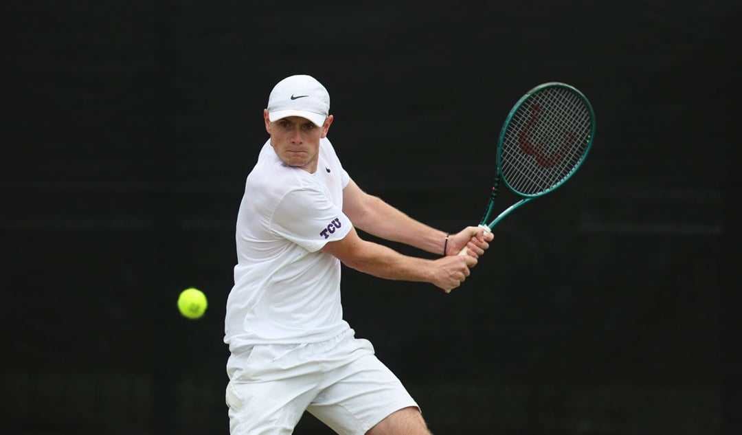 Jack Pinnington Jones about to hit the ball with a backhand