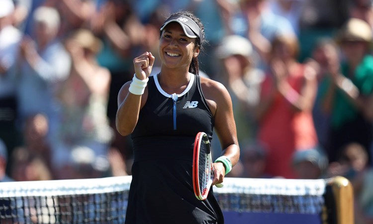 Heather Watson smiles as she books her place into her first Rothesay Open Nottingham quarter-final