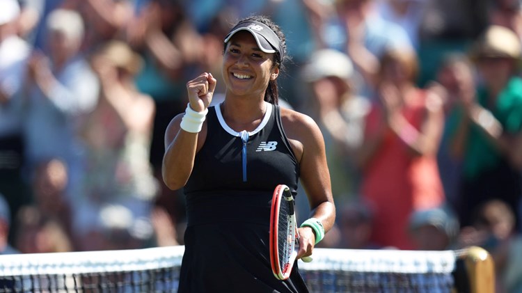 Heather Watson smiles as she books her place into her first Rothesay Open Nottingham quarter-final
