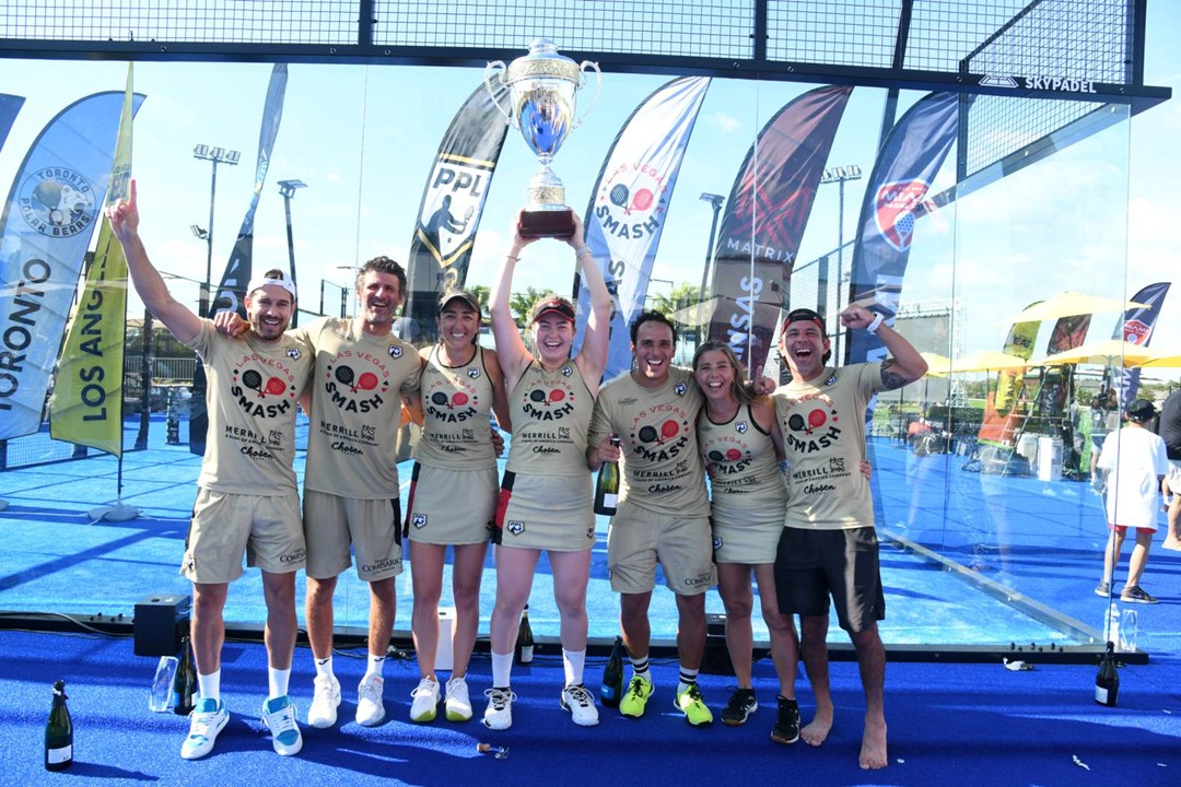 The Las Vegas Smash team celebrates winning the Pro Padel League