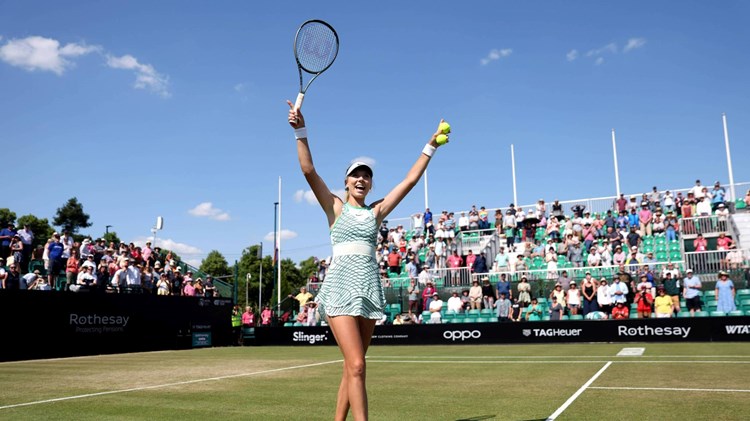 Katie Boulter celebrates reaching her first Rothesay Open Nottingham semi-final