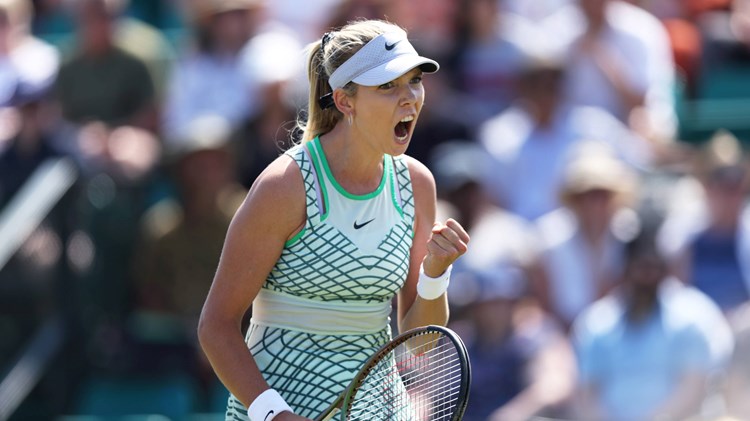 Katie Boulter celebrates reaching her first Rothesay Open Nottingham semi-final