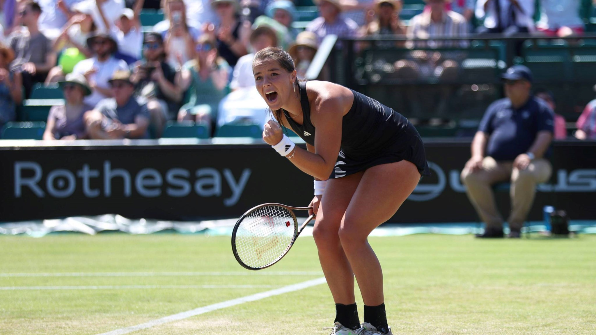 Jodie Burrage celebrates reaching her first Rothesay Open Nottingham semi-final