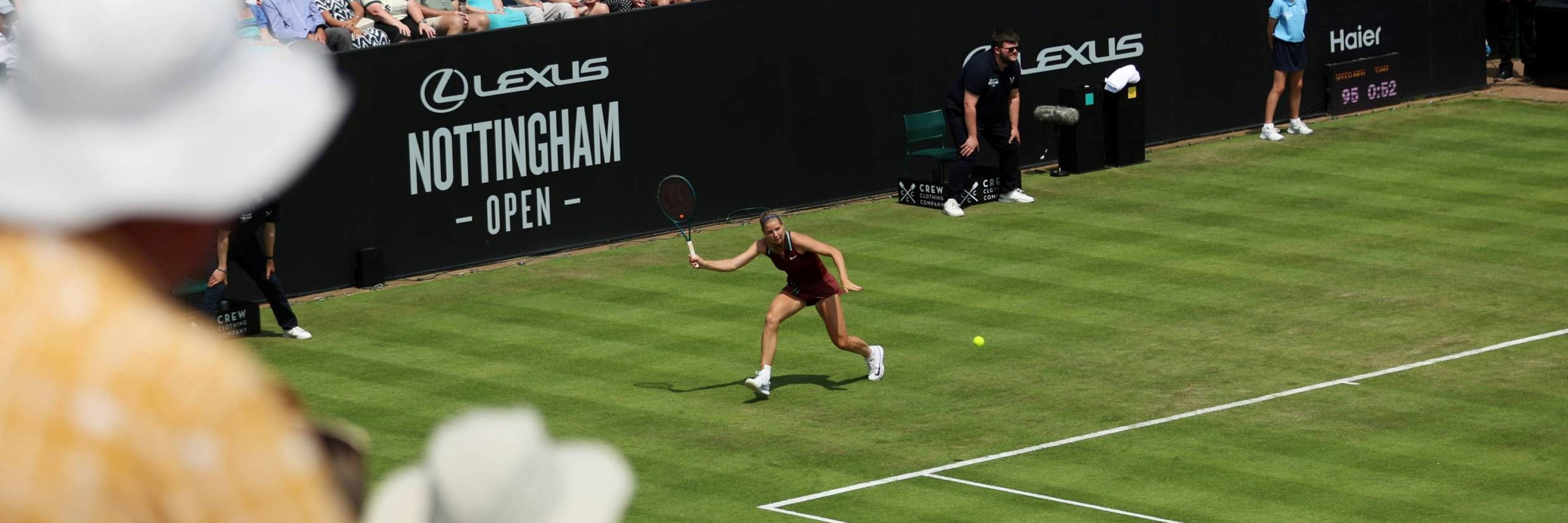 Hannah Klugman in action on centre court at the Lexus Nottingham Open