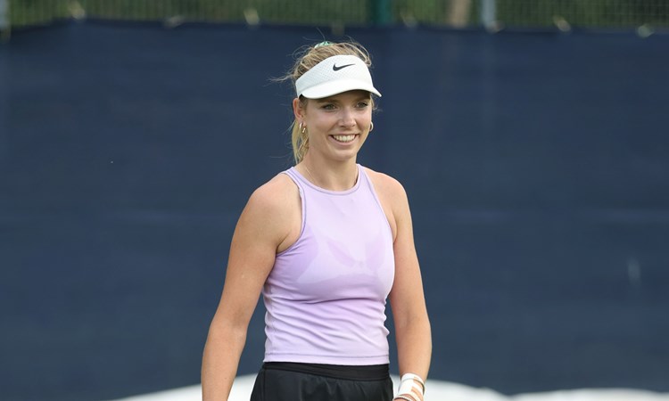 Katie Boulter smiles during practice at the Lexus Nottingham Open