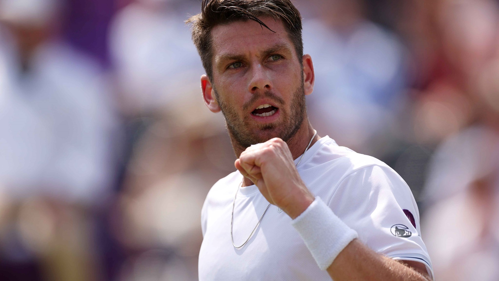 Cam Norrie celebrates a point on court at the cinch Championships with a clenched fist