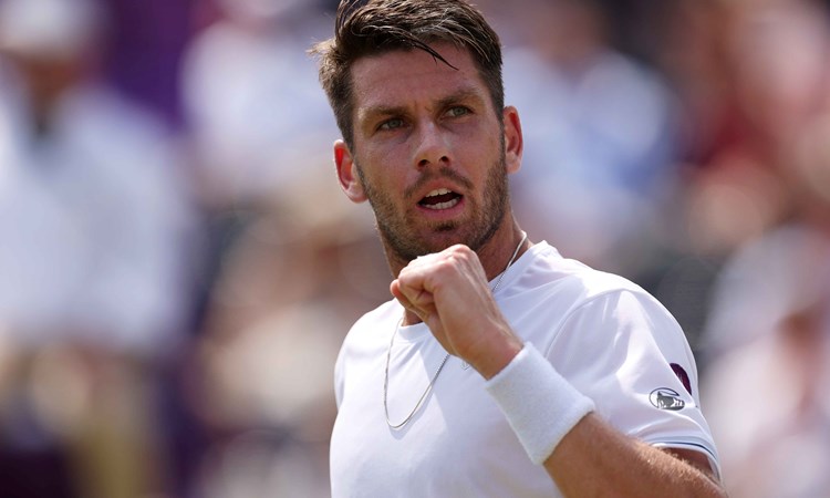 Cam Norrie celebrates a point on court at the cinch Championships with a clenched fist