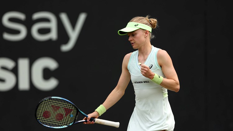 Harriet Dart in second round action at the Rothesay Classic Birmingham