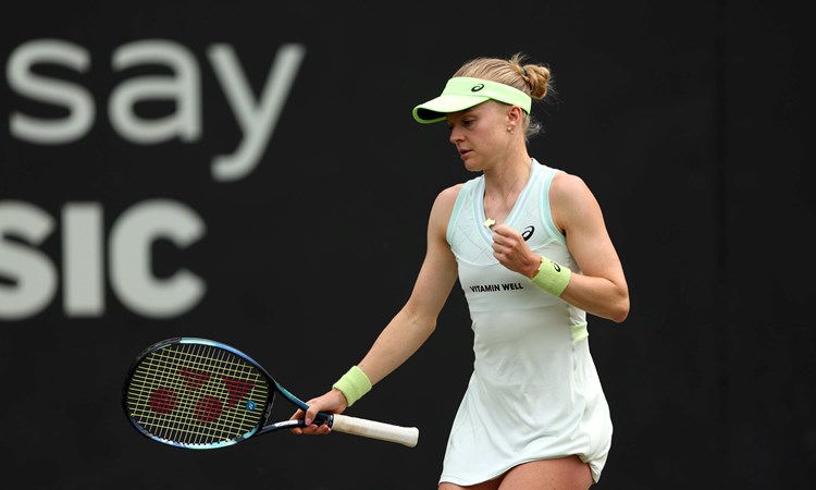 Harriet Dart in second round action at the Rothesay Classic Birmingham