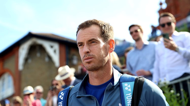 Andy Murray prepares to walk out at the cinch Championships