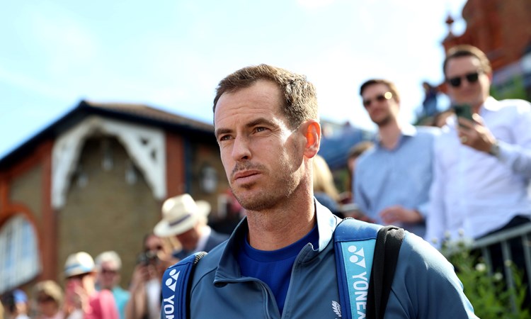 Andy Murray prepares to walk out at the cinch Championships