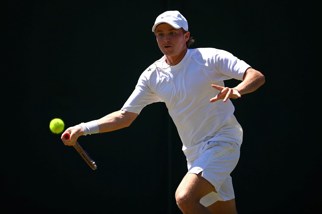 Aidan McHugh in action during his Championships  qualifying match against Andreas Seppi