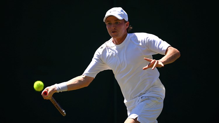 Aidan McHugh in action during his Championships  qualifying match against Andreas Seppi