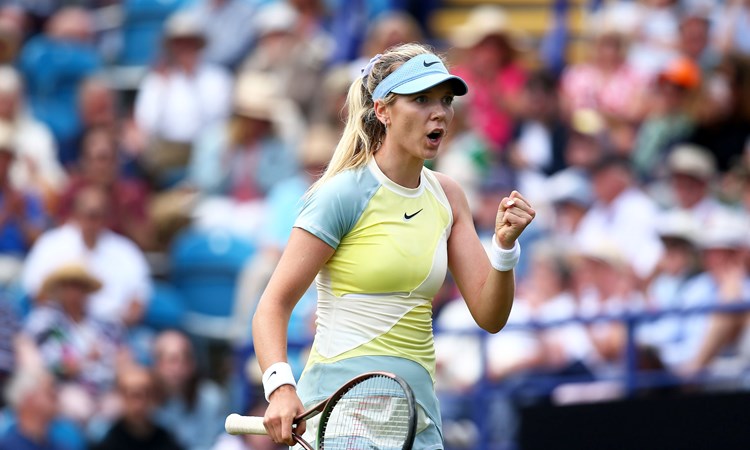 Katie Boulter fist pumping at the Rothesay International Eastbourne