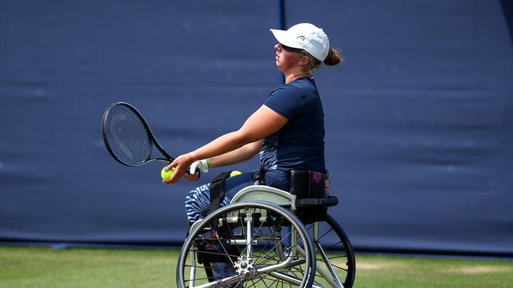 Abbie Breakwell in action during her clash with world No.2 Yui Kamiji at Devonshire Park