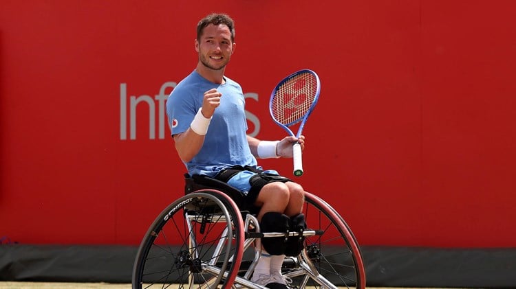 Alfie Hewett in the wheelchair exhibition at the HSBC Championships