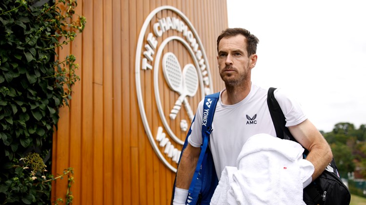 Andy Murray arrives at Wimbledon training