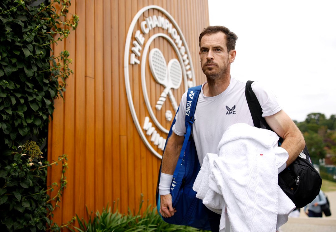 Andy Murray arrives at Wimbledon training