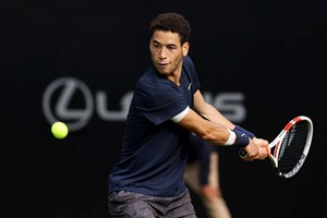 George Loffhagen lines up a backhand at the Rothesay International Eastbourne