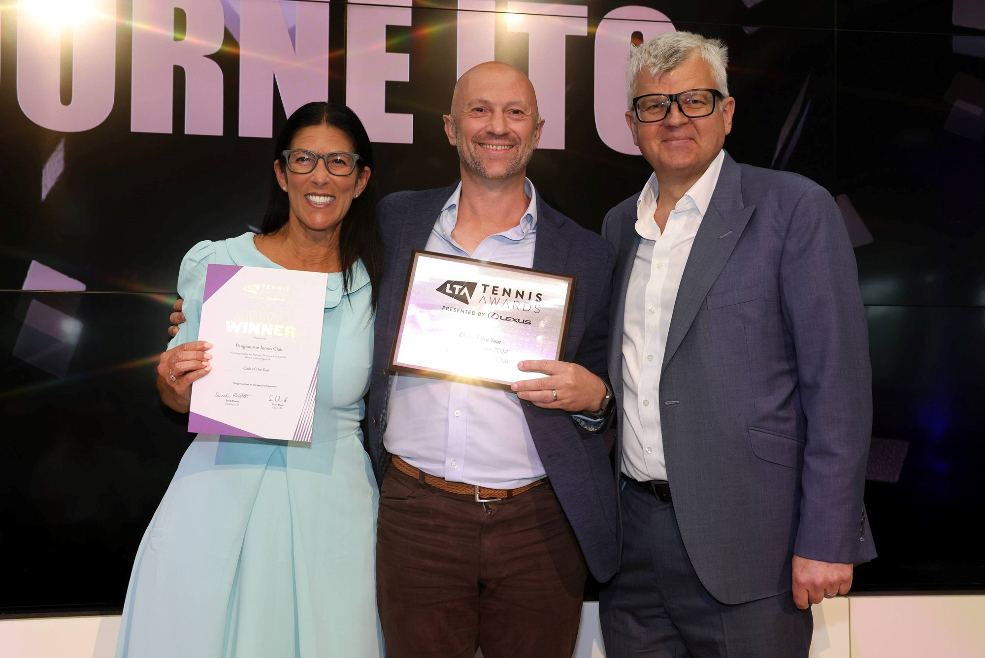 Club of the Year Award winner Pangbourne LTC presented by Adrian Chiles during the LTA Tennis Awards 2024