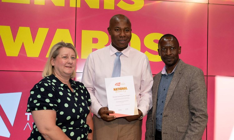 LTA Tennis Award winners collecting their prize
