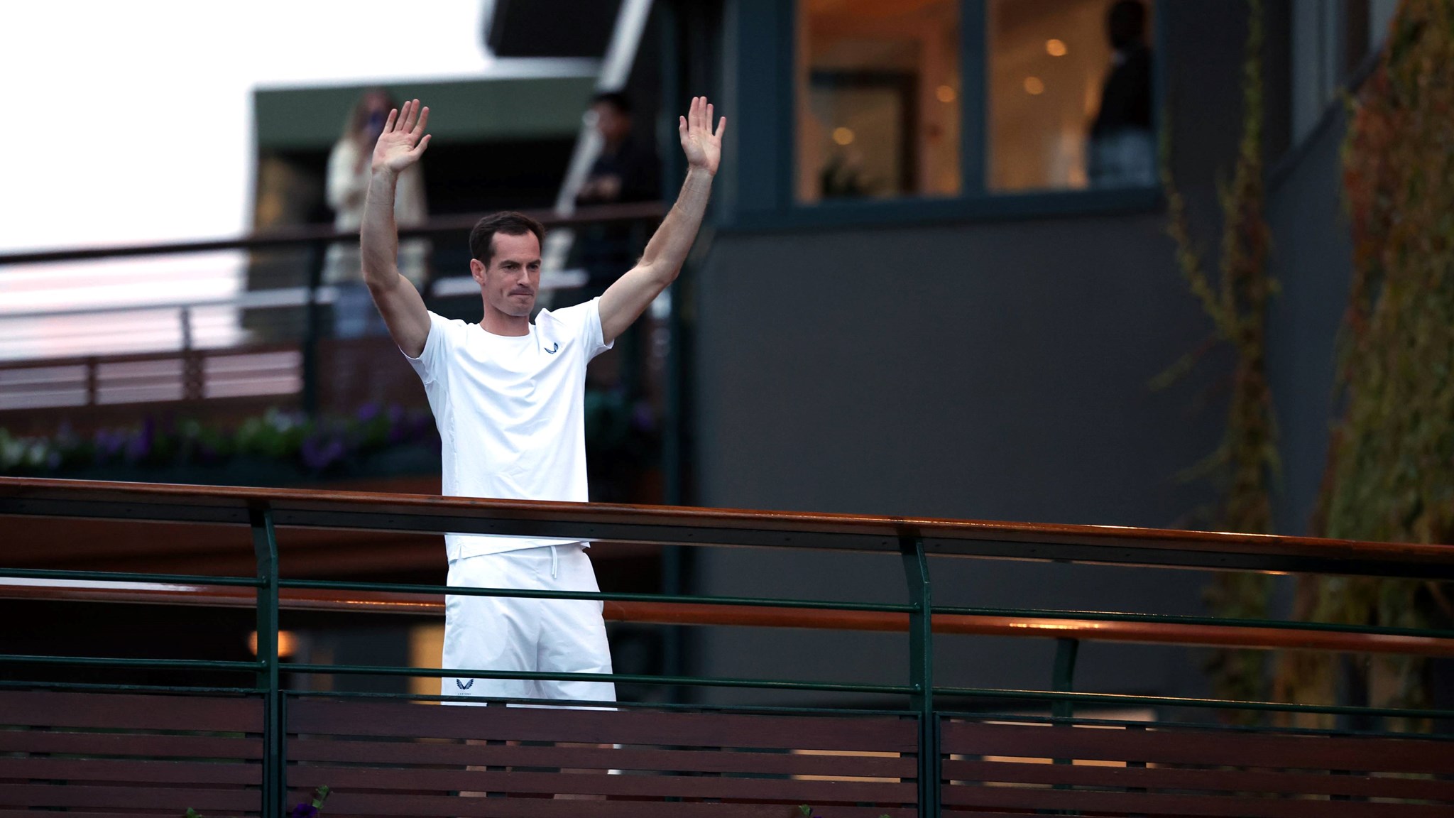 Andy Murray waves to the crowds at Wimbledon