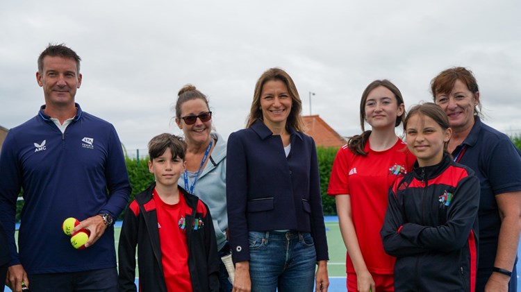 Lucy Frazer and LTA Chief Executive, Scott Lloyd, pictured visiting Fisherman’s Green Park on the 29th June 2023.
