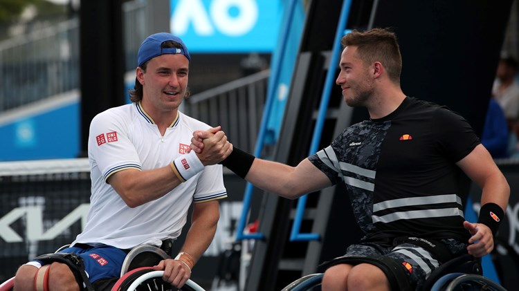 Alfie Hewett and Gordon Reid high five at the Australian Open