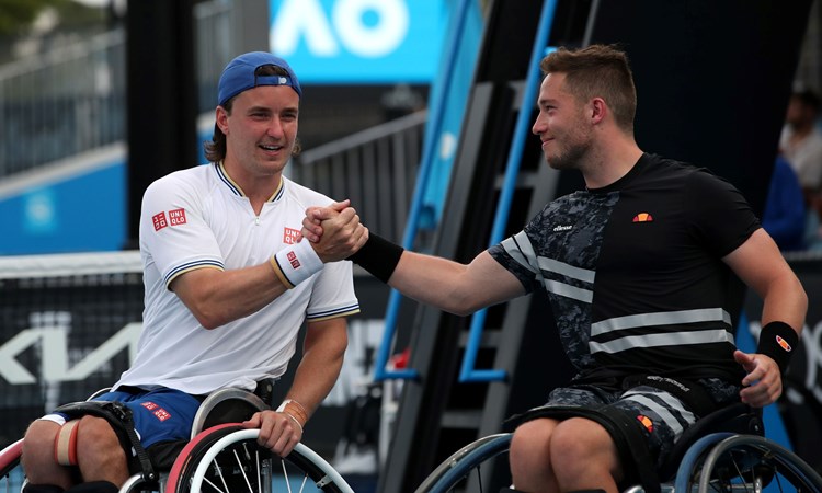 Alfie Hewett and Gordon Reid high five at the Australian Open