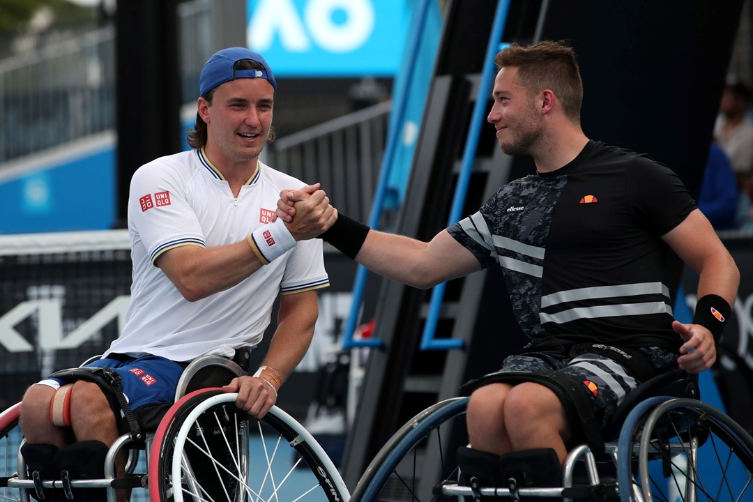 Alfie Hewett and Gordon Reid high five at the Australian Open