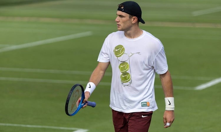 Jack Draper in practice ahead of Wimbledon 2025