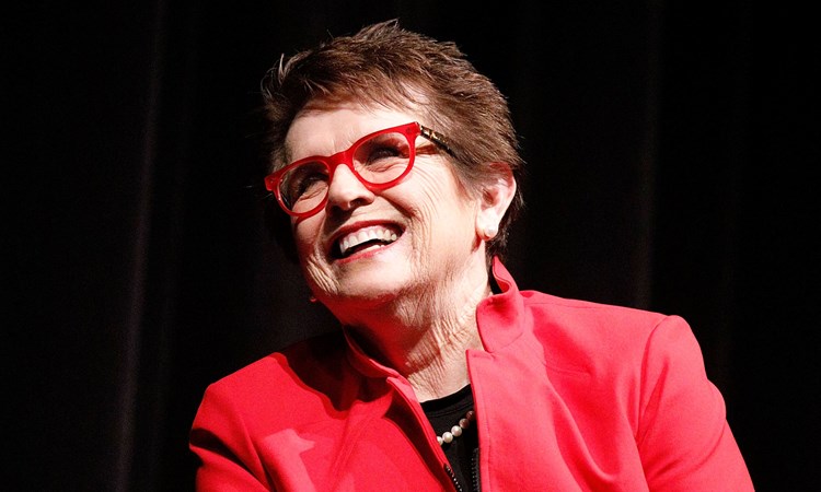 Tennis player Billie Jean King on stage during MOMA's Contenders Screening of 