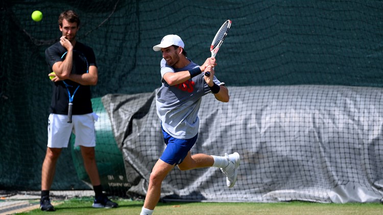 Cam Norrie training at Wimbledon