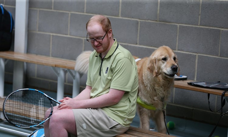 Participants take part during a Tennis Foundation Visually Impaired Camp at The Northumberland Club on June 19, 2022 in Newcastle upon Tyne, England.