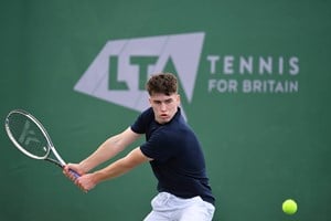 Viktor Frydrych readies a backhand at the Junior Nationals