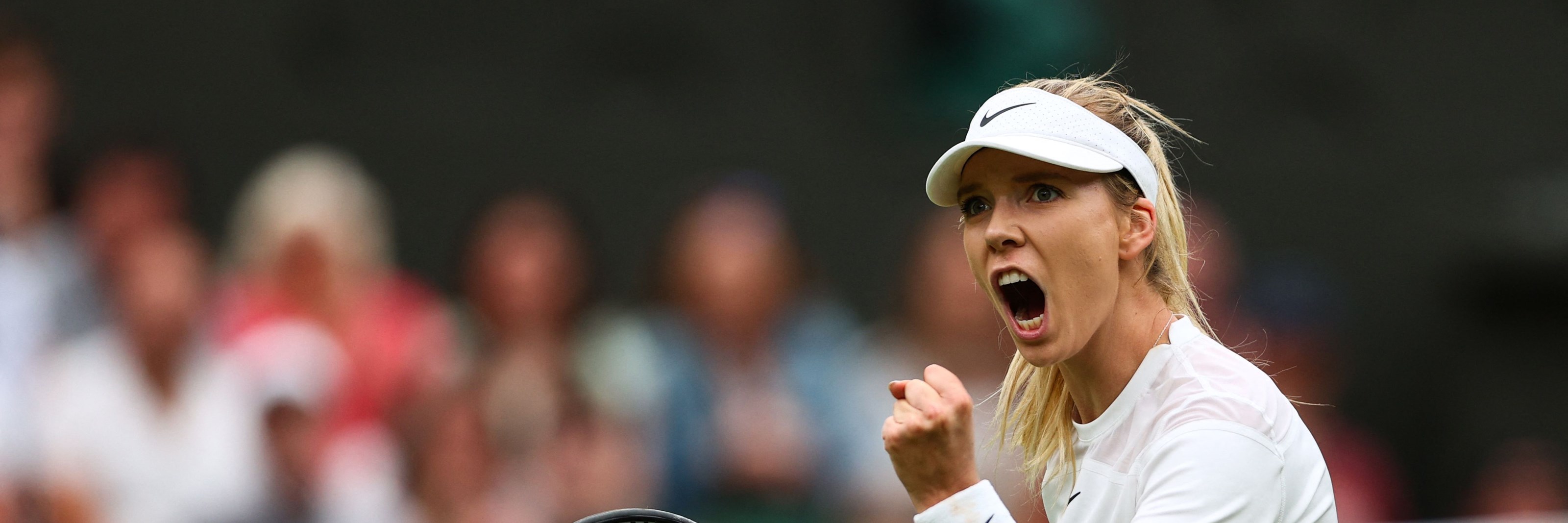Katie Boulter fist pumps in the second round of Wimbledon