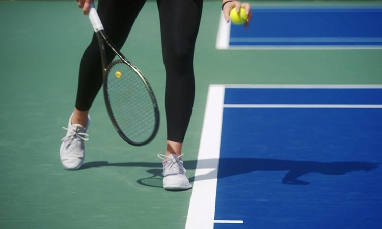General shot of a player serving