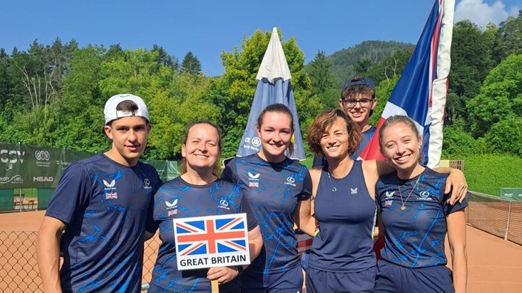 Team GB photographed at the 2024 European Deaf Tennis Championships at Sportpark Warmbad-Villach in Carinthia, Austria.