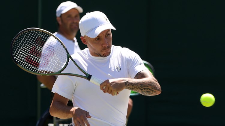 Andy Lapthorne in action during the men's Quads semi-finals at the 2022 Championships Wimbledon