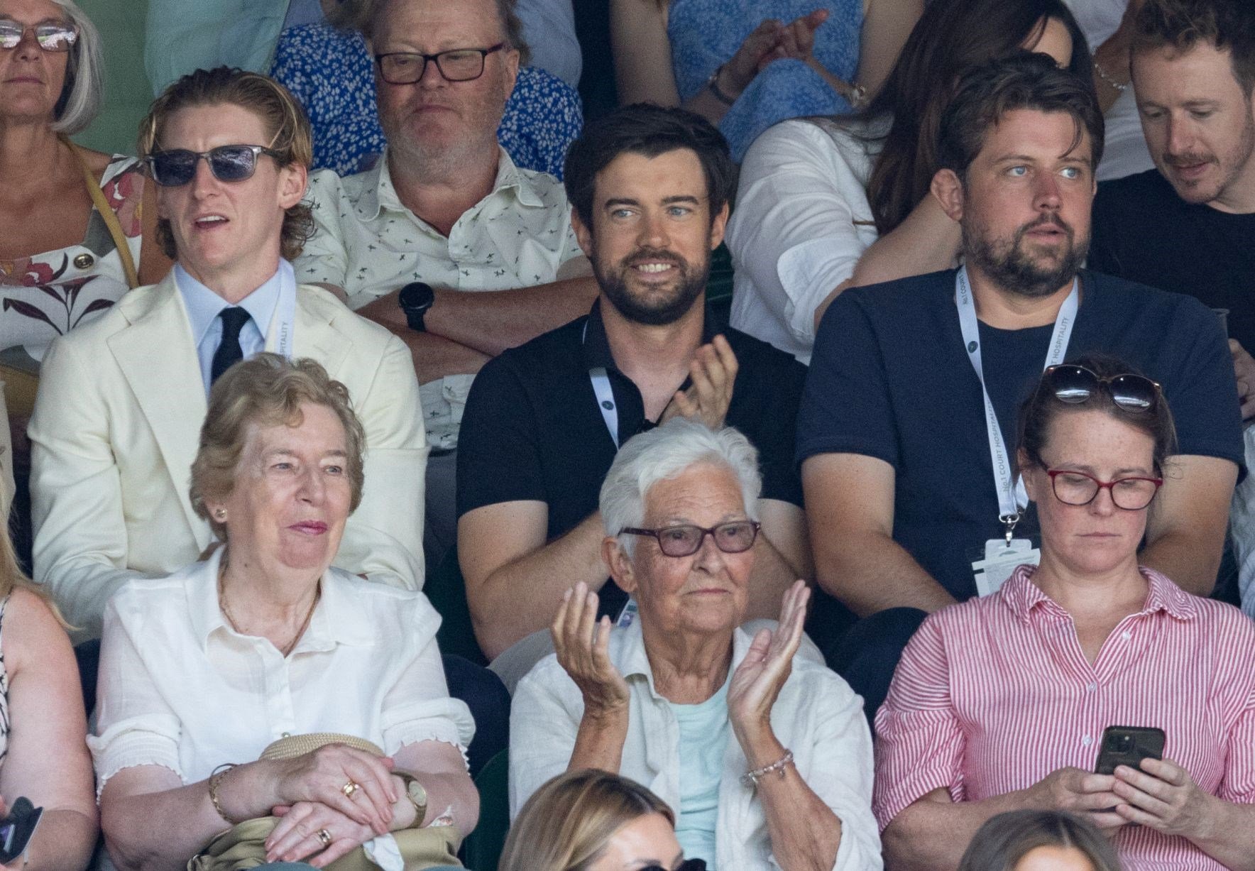 Comedian Jack Whitehall sat in the stands on Centre Court alongside Newcastle and England football star Anthony Gordon