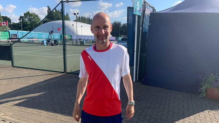 British Wheelchair coach Mark Bullock posing for a photo at the Nottingham Tennis Centre