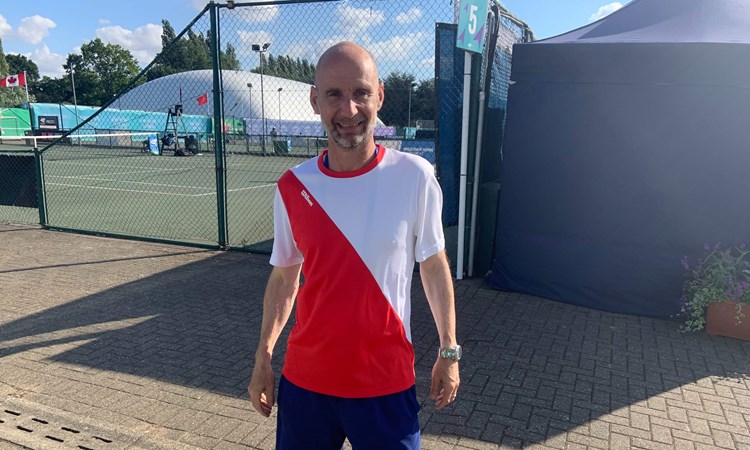 British Wheelchair coach Mark Bullock posing for a photo at the Nottingham Tennis Centre