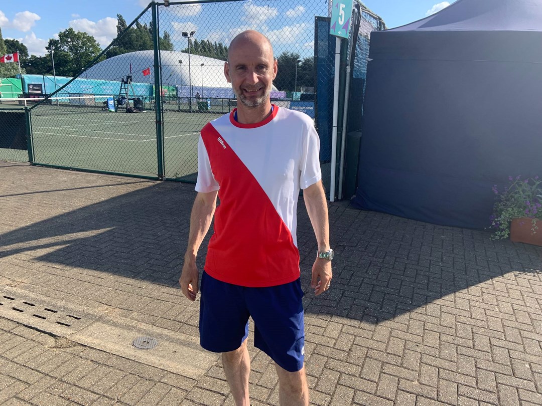 British Wheelchair coach Mark Bullock posing for a photo at the Nottingham Tennis Centre