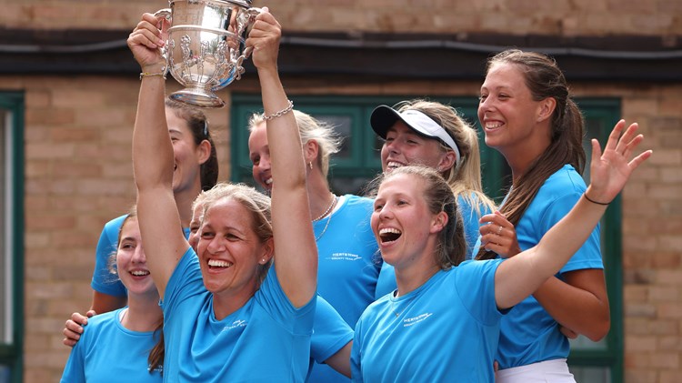 Hertfordshire winners of the Women's competition during the LTA County Cup at Devonshire Park