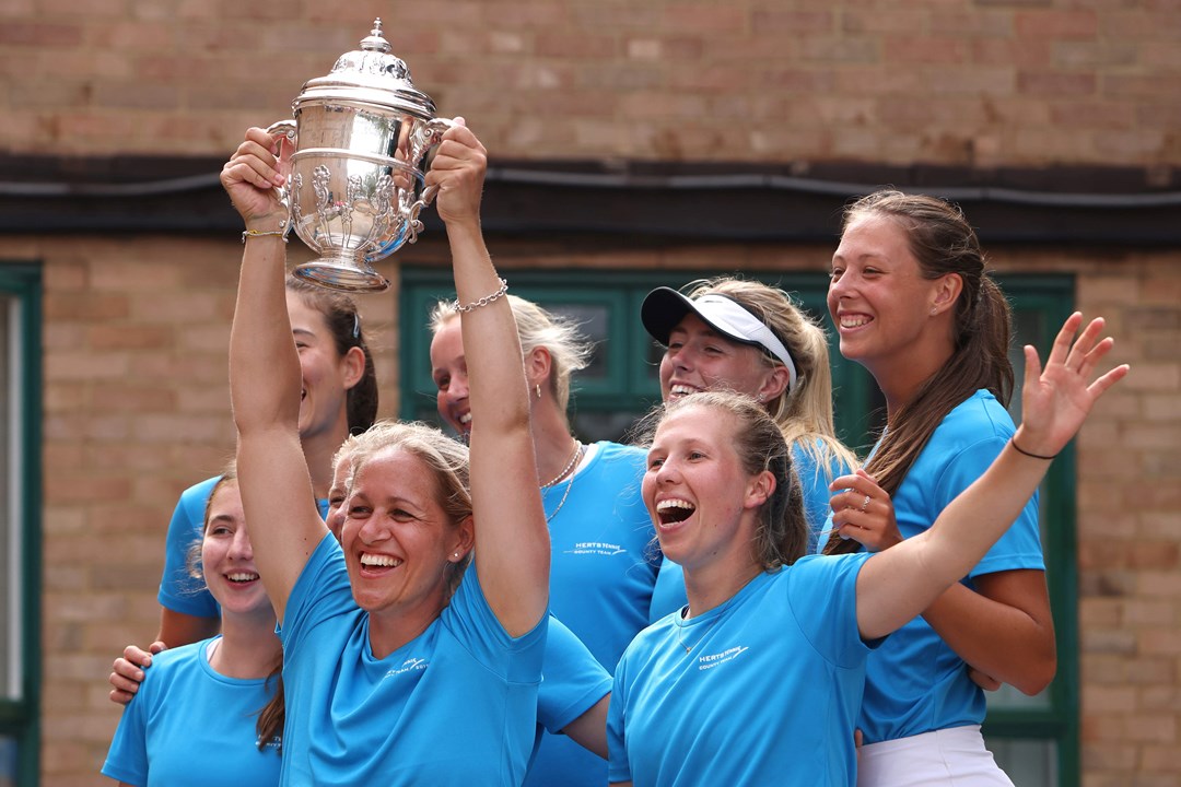 Hertfordshire winners of the Women's competition during the LTA County Cup at Devonshire Park