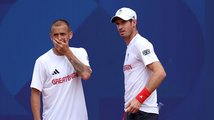 Dan Evans and Andy Murray in training for the Olympics