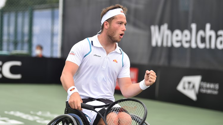 Alfie Hewett celebrates at the British Open